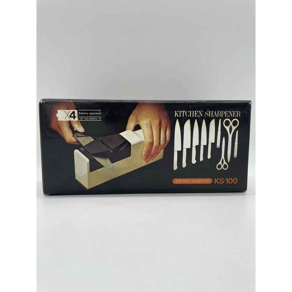 VTG Hitachi KS-100 Cordless Knife Sharpener White Battery‎ Operated Japan Tested